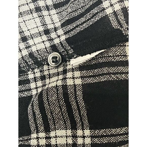 Madewell Small Highroad Popover Oversized Clarksburg Plaid Top Black White - Picture 6 of 9